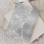 Silver Glitter Glam Bling Personlig Metallic iPad Mini Skydd<br><div class="desc">Anpassa enkelt metall och gloriga faux glitter i silver med ditt eget namn.</div>