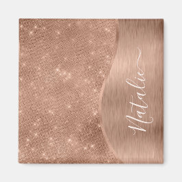 Silver Glitter Glam Bling Personlig Metallic Morsa Magnet