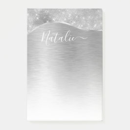 Silver Glitter Glam Bling Personlig Metallic Post-it Block