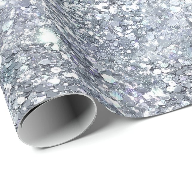 Silver Glitter Glam Bling Trend Snyggt Gåva Henne  Presentpapper (Rullad Hörn)