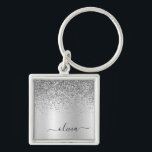 Silver Glitter Glam Metall Monogram Namn Fyrkantig Silverfärgad Nyckelring<br><div class="desc">Silver Faux Foil Metallic Gnistra Glitter Brushed Metall Monogram Namn nyckelringar (Nyckelring). Det gör perfekten söt 16-årsjubileum,  bröllop,  möhippa,  årsdag,  babydusch eller bachelorette-fest för någon som glam lyxen och chic stilar i kärlek.</div>