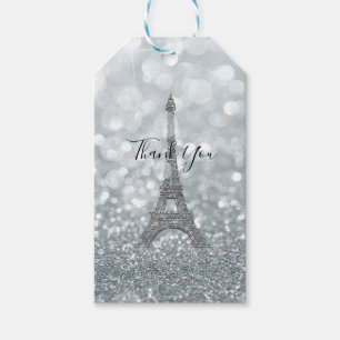 Silver Glitter Glitter Bling Eiffeltornet Party Presentetikett