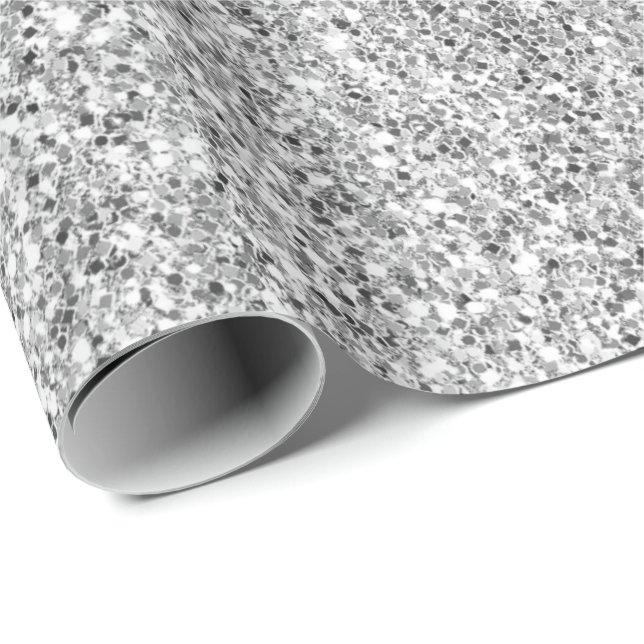Silver Glitter Glitz         Presentpapper (Rullad Hörn)