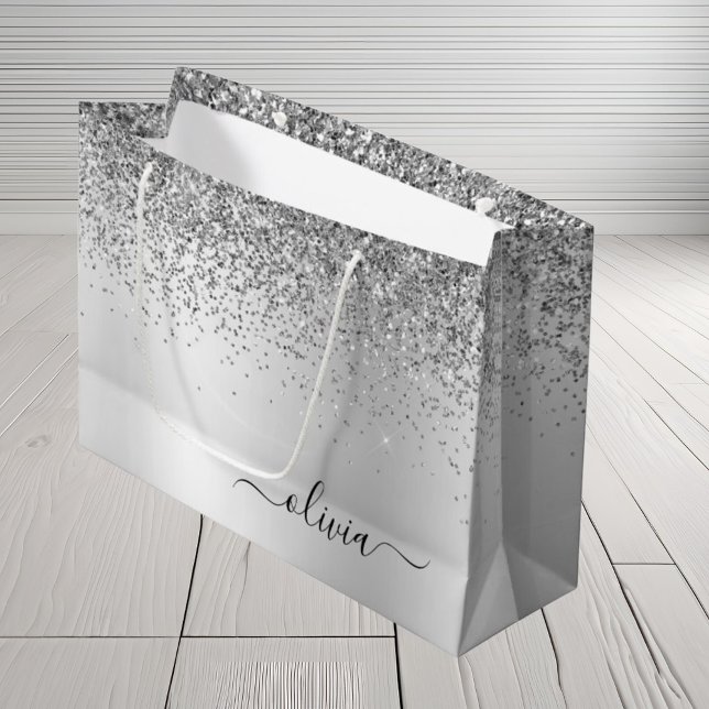 Silver Glitter Gnist Metall Monogram Namn (Skapare uppladdad)