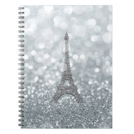 Silver Glitter Gnista Paris Eiffeltornet Glam Anteckningsbok