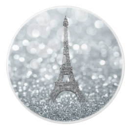 Silver Glitter Gnista Paris Eiffeltornet Glam Knopp