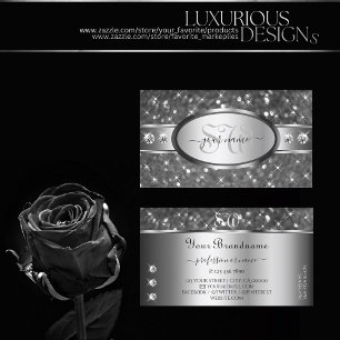 Silver Glitter Gnistra Diamonds Initialer Visitkort