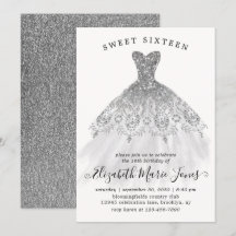 Silver Glitter Gnistra Dress Sweet 16:e födelsedag