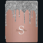 Silver Glitter Gnistra Drift Ro Guld Monogram iPad Skydd<br><div class="desc">Njut av den här eleganten med ditt namn och monogram eller en början,  med chic och glatt silver glitter droppar över en bakgrund av folie från ro guld.</div>