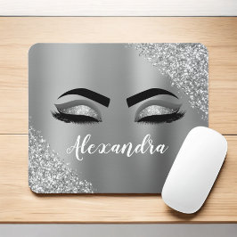 Silver Glitter Gnistra Eyelash Monogram Namn Musmatta
