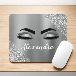 Silver Glitter Gnistra Eyelash Monogram Namn Musmatta
