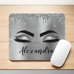 Silver Glitter Gnistra Eyelash Monogram Namn Musmatta