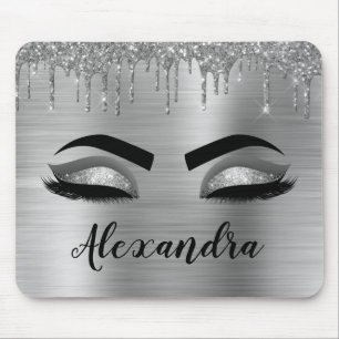 Silver Glitter Gnistra Eyelash Monogram Namn Musmatta
