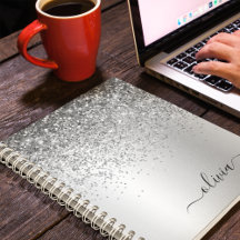 Silver Glitter Gnistra Glam Metall Monogram Namn
