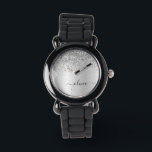 Silver Glitter Gnistra Glam Metall Monogram Namn Armbandsur<br><div class="desc">Silver Faux Foil Metallic Gnistra Glitter Brushed Metall Monogram Namn Watch Watch. Det gör perfekten söt 16-årsjubileum,  bröllop,  möhippa,  årsdag,  babydusch eller bachelorette-fest för någon som glam lyxen och chic stilar i kärlek.</div>