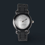 Silver Glitter Gnistra Glam Metall Monogram Namn Armbandsur<br><div class="desc">Silver Faux Foil Metallic Gnistra Glitter Brushed Metall Monogram Namn Watch Watch. Det gör perfekten söt 16-årsjubileum,  bröllop,  möhippa,  årsdag,  babydusch eller bachelorette-fest för någon som glam lyxen och chic stilar i kärlek.</div>