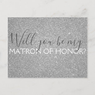 Silver Glitter & Gnistra Matron of Honor Inbjudan Vykort