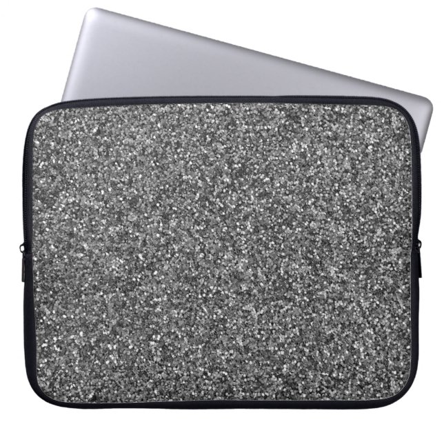 Silver Glitter Gnistra Metallic Laptop sleeve (Framsidan)