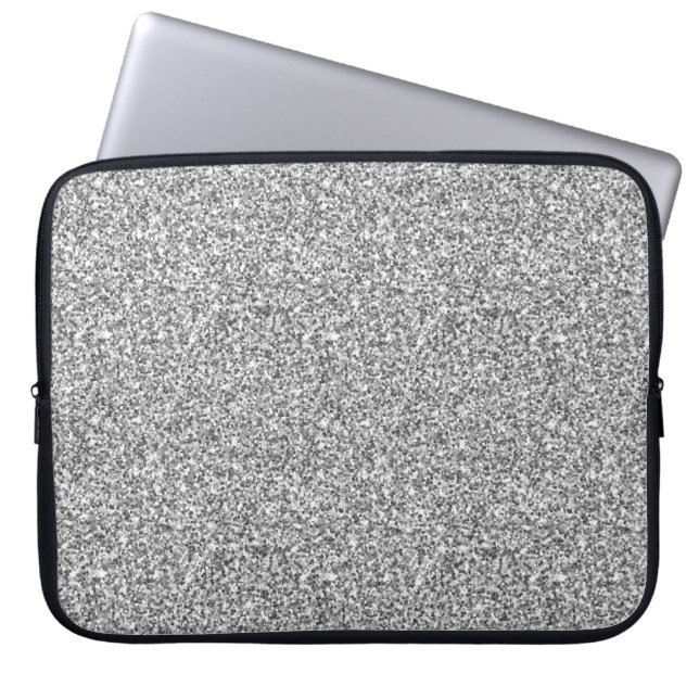 Silver Glitter Gnistra Metallic Laptop sleeve (Framsidan)