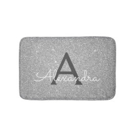 Silver Glitter Gnistra Monogram Bath Mat Badrumsmatta