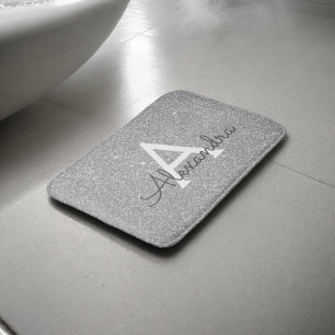 Silver Glitter Gnistra Monogram Bath Mat Badrumsmatta