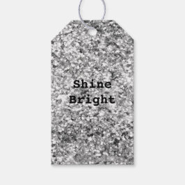 Silver Glitter Gnistra Presentetikett