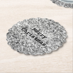 Silver Glitter Gnistra Underlägg Papper