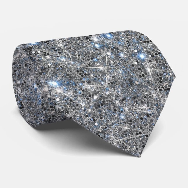Silver Glitter Gnistrande Bröllop  Slips (Rullad)