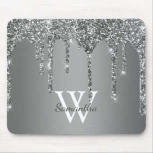Silver Glitter Gnistrande Dropp Folie Monogram Nam Musmatta