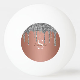Silver Glitter Gnistrande Droppar Roséguld Monogra Pingisboll