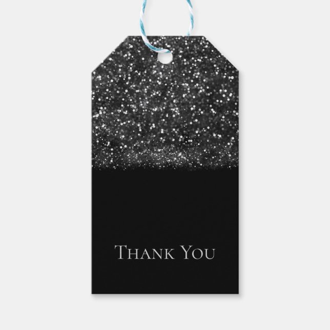 Silver Glitter Gnistrande Ljus Glittrande Chic Par Presentetikett (Framsidan)