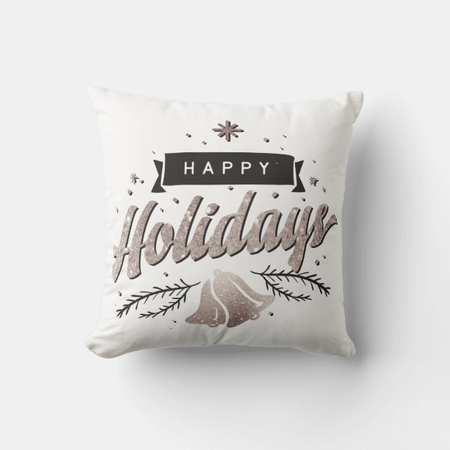 Silver Glitter God Jul Klockor Jul  Kudde (Framsida)