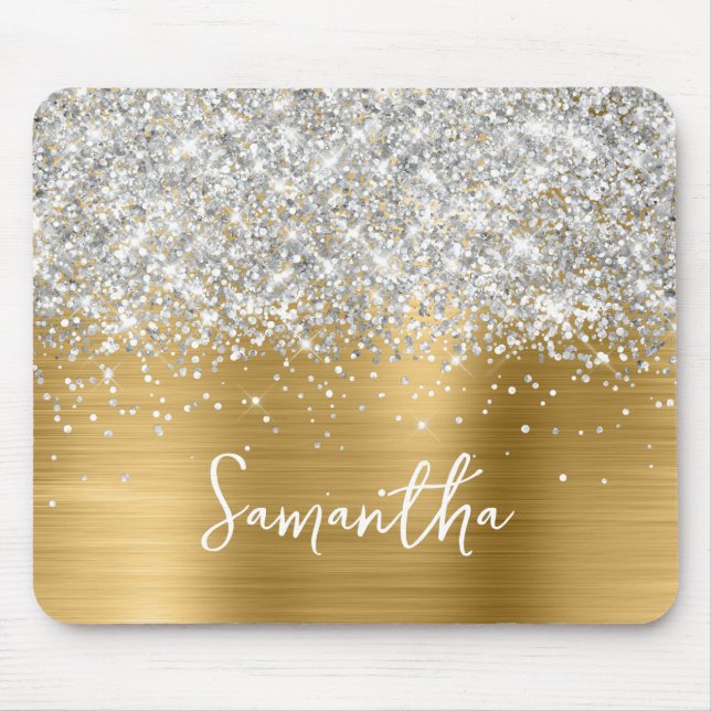 Silver Glitter Gold Glam Namn Musmatta (Framsidan)