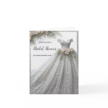 Silver Glitter Gown Dress Inbjudningskort för möhi