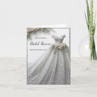 Silver Glitter Gown Dress Inbjudningskort för möhi
