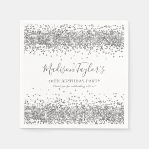 Silver Glitter Grå Glitter Konfetti Födelsedag Pappersservett