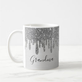 Silver Glitter Grandma Ceramic Kaffemugg