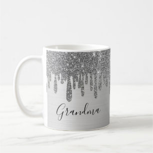 Silver Glitter Grandma Ceramic Kaffemugg