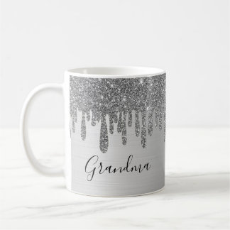 Silver Glitter Grandma Ceramic Kaffemugg
