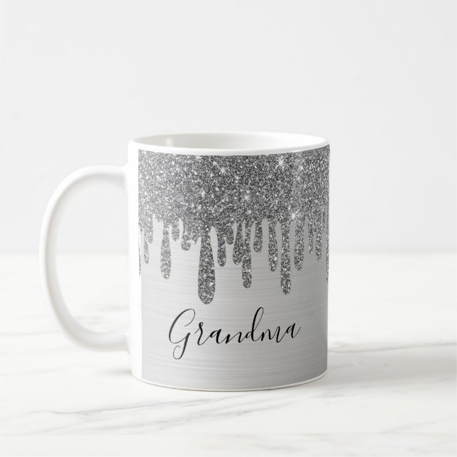 Silver Glitter Grandma Ceramic Kaffemugg (Vänster)