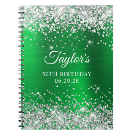 Silver Glitter Grönt Foil 50:e födelsedagsgästen Anteckningsbok