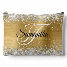 Silver Glitter Guld Folie Snygg Monogram