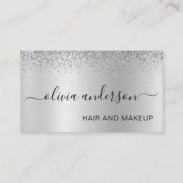 Silver Glitter Hair Makeup Salon Metallic Visitkort