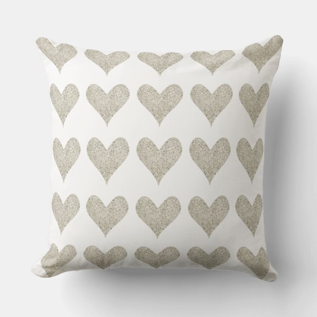 Silver Glitter Heart Kudde (Framsida)