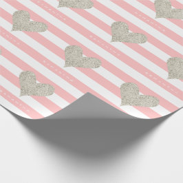 Silver Glitter Hjärtat Presentpapper