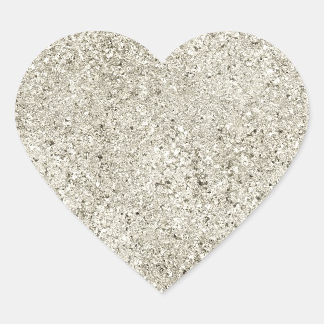 Silver Glitter Hjärtformat Klistermärke (Framsida)