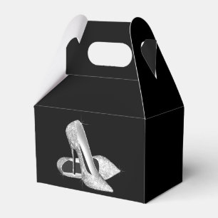 Silver Glitter Högt Klacksko Presentaskar