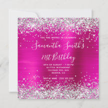 Silver Glitter Hot Pink Folie 21-årsdag