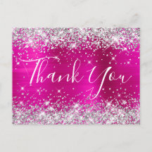 Silver Glitter Hot Pink Folie Baby Shower Tacksamh
