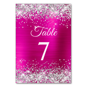 Silver Glitter Hot Pink Folie Bordsnummer